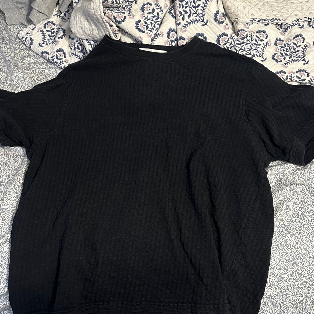 Perry Ellis Textured Black Short Sleeve Tee